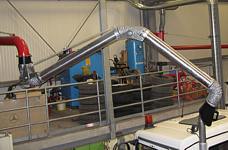 EXA pipe jib-boom (length 8 m) with central fan for municipal vehicles with overhead exhaust tailpipes